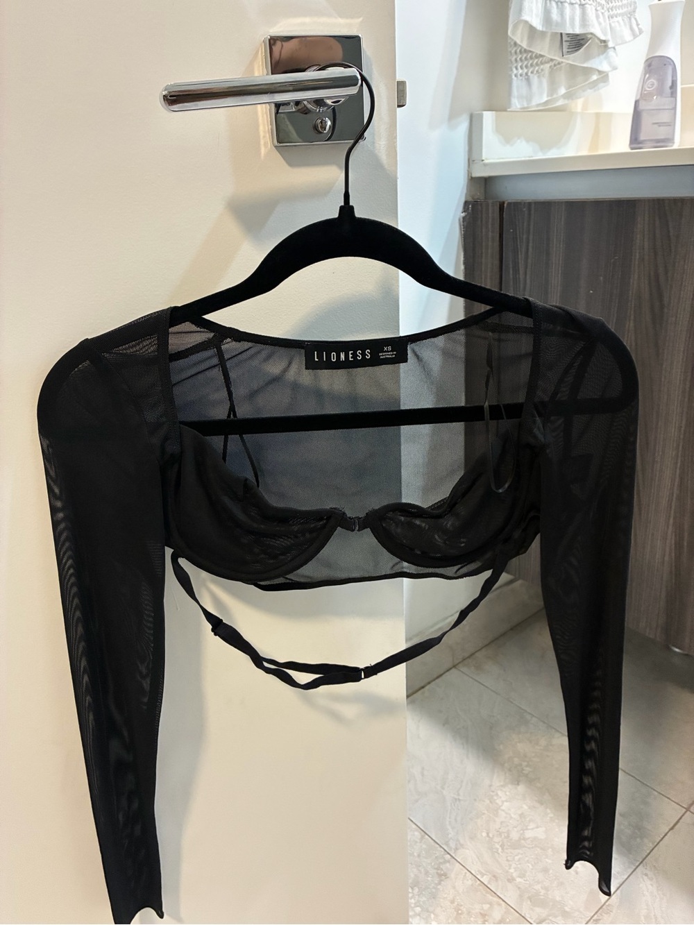 Lioness Black Sheer Mesh Long-Sleeve Underwire Bralette